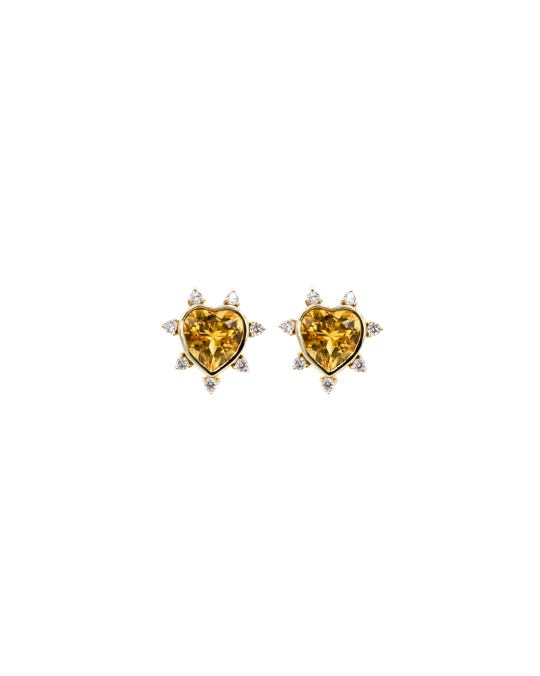 14K gold citrine and diamond heart stud earrings with 3.73 carats of citrine and .29 carats of diamonds from the ROAM Collection