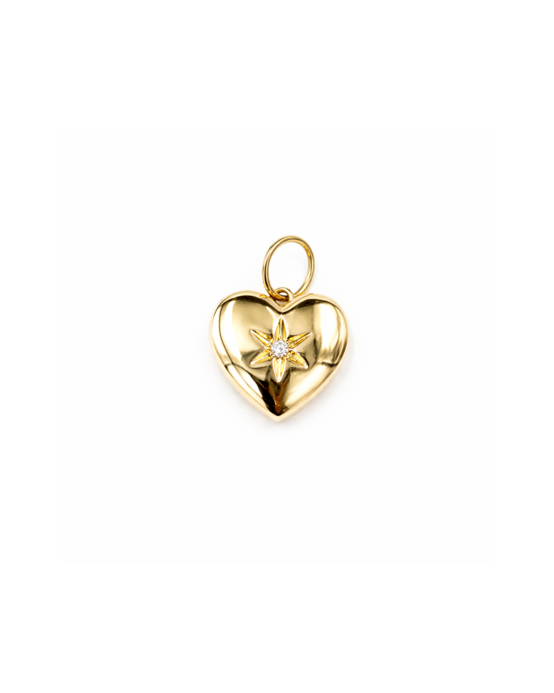 14K gold diamond heart locket charm with .03 carat diamond from the ROAM Collection