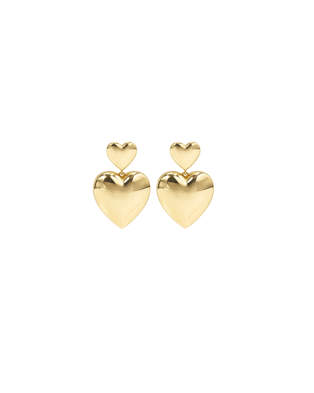 14K solid gold puff heart drop earrings from the ROAM Collection
