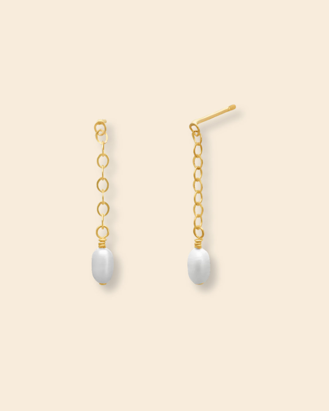 ABLE Lila Short Pearl Drop Earrings with gold-filled post backs and freshwater pearl drops