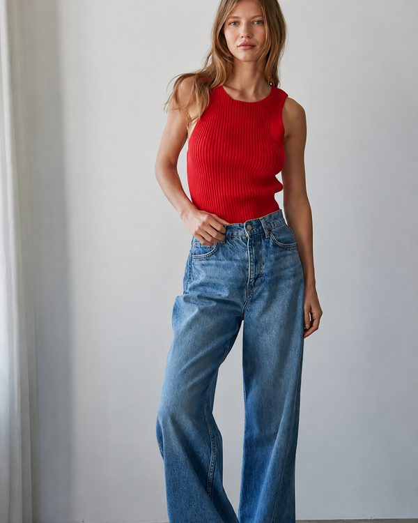 Adelyn Knit Sweater Tank Red alternate view