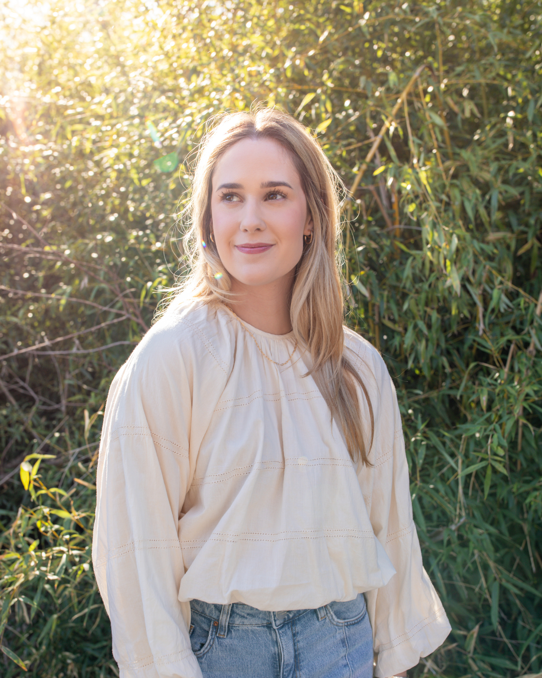 Andaman Top in alabaster with subtle stitched detailing