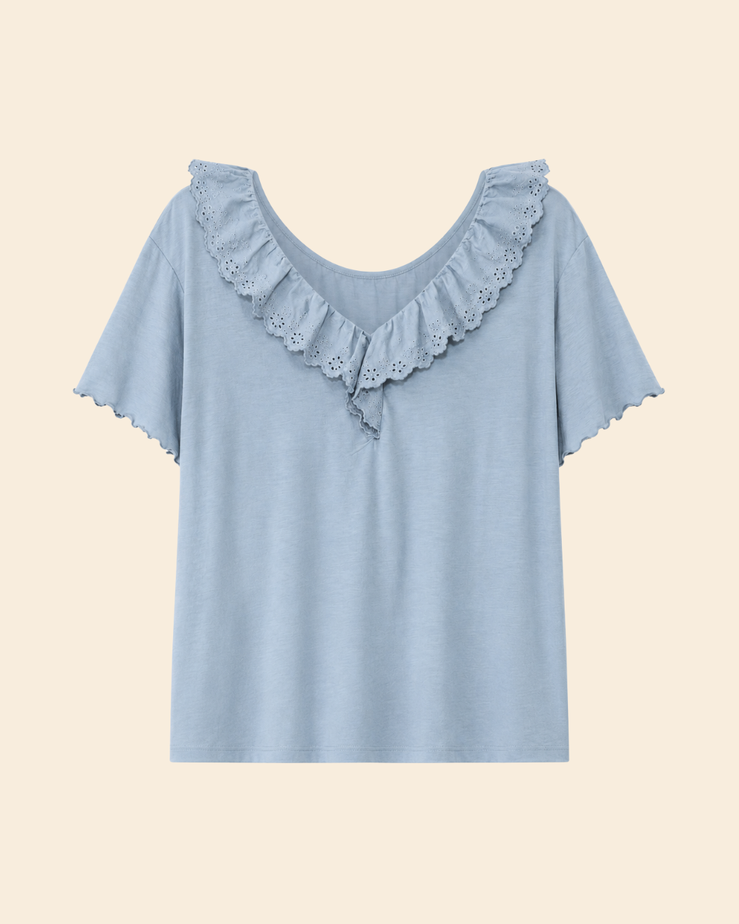 product image of cottage tee ruffled collar bleu