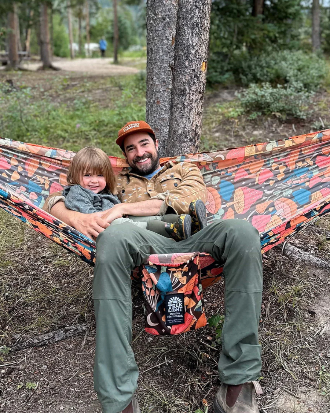 Lightweight Double Camping Hammock — Midnight Mushroom Print
