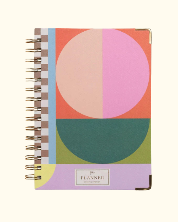 Geo Checks undated perpetual planner with colorful abstract cover