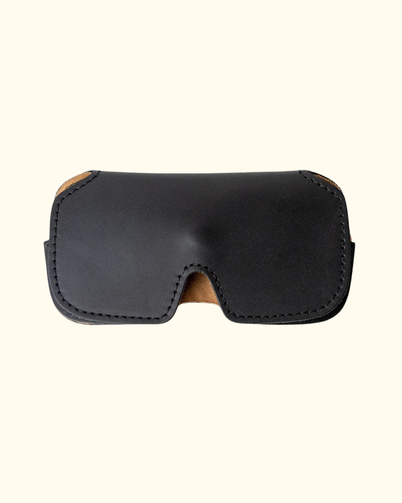 Desert Black Leather Sunglasses Case Full Grain Glasses Holder