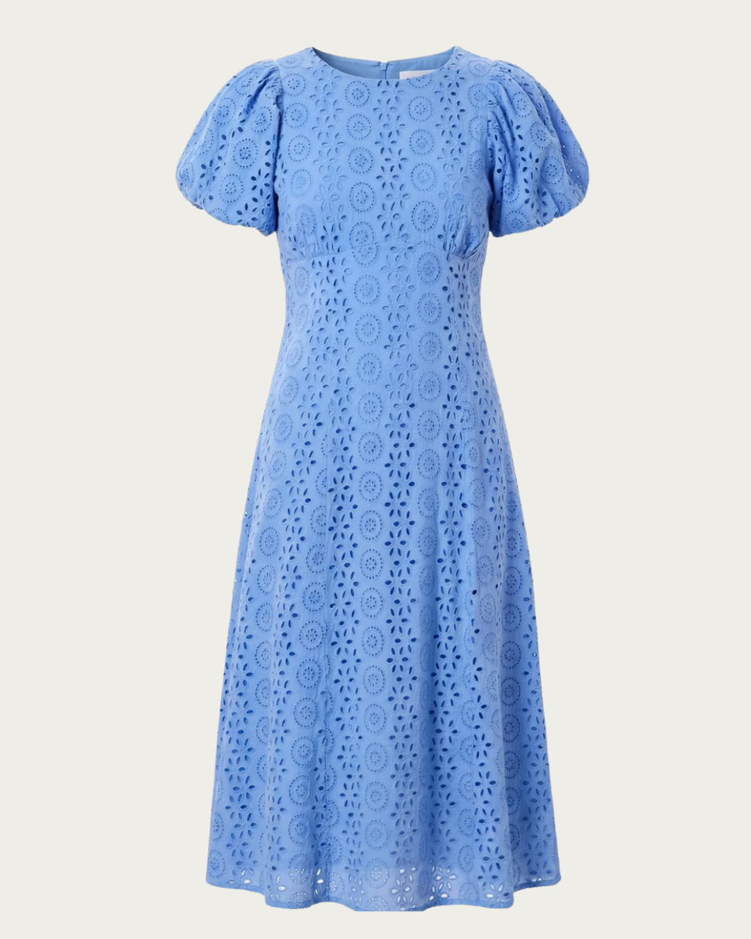 Leslie Midi Dress Blue Bonnet fit and flare puff sleeve midi dress
