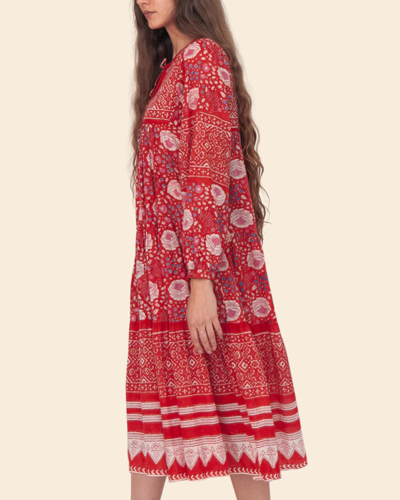MATTA Yamini Booj Dress Poppy | Block Printed Cotton Dress – Joyville Inc.