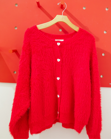 Olivia Heart Button Cardigan Red | Favor the Kind – Joyville Inc.