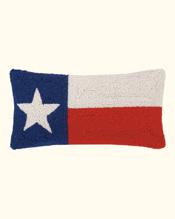 Texas flag wool hook lumbar pillow with textured design