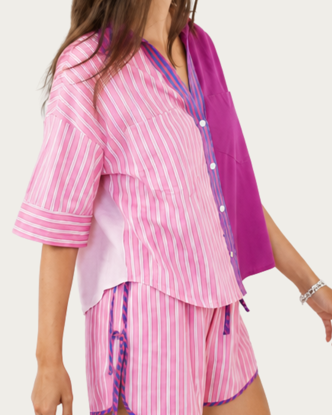 Viola Shirt Pink Summer Stripe cotton button-down shirt